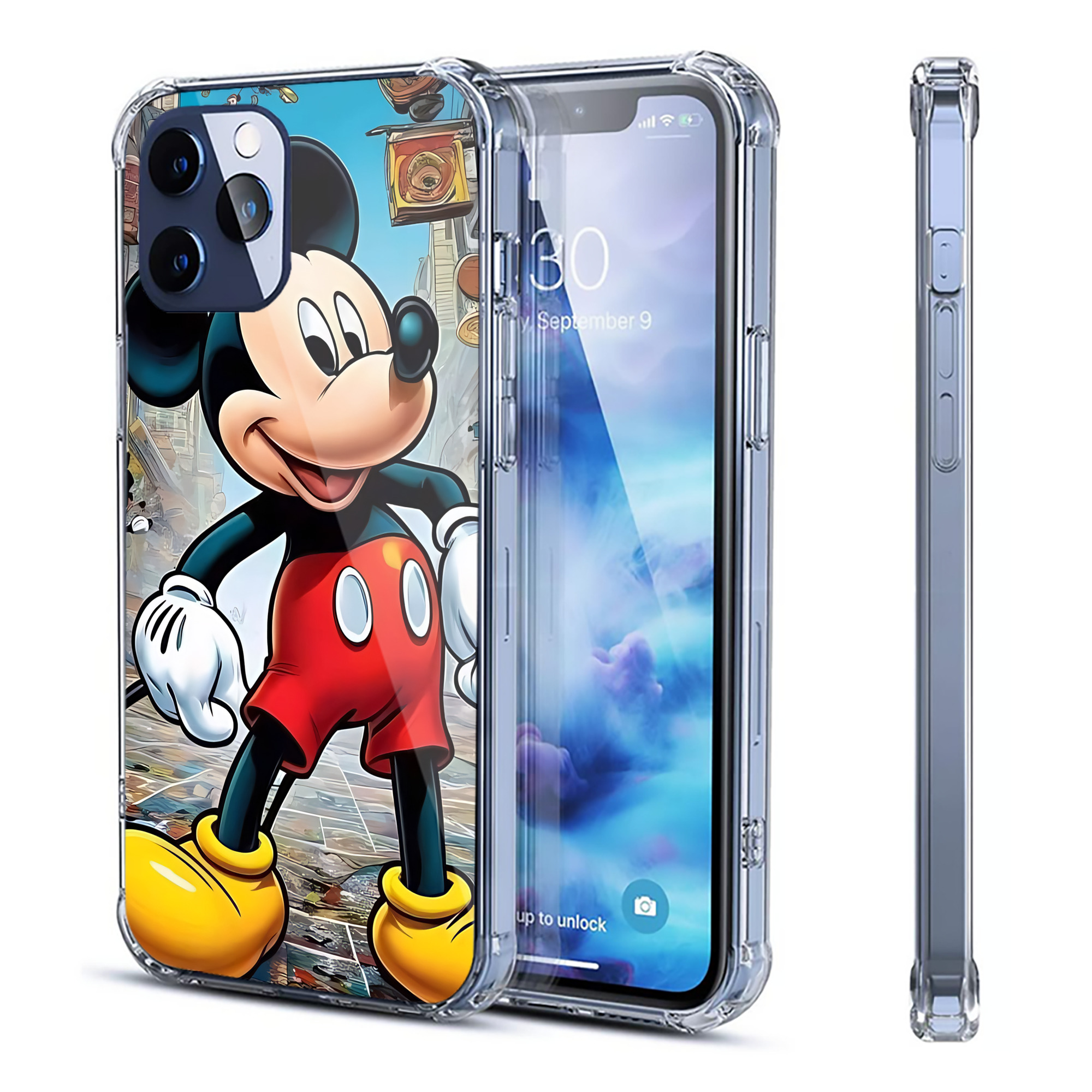 （画像用） ミッキーマウス Mickey Mouse 【iPhone 12シリーズ対応】透明スマホケース（クリアソフトケース）